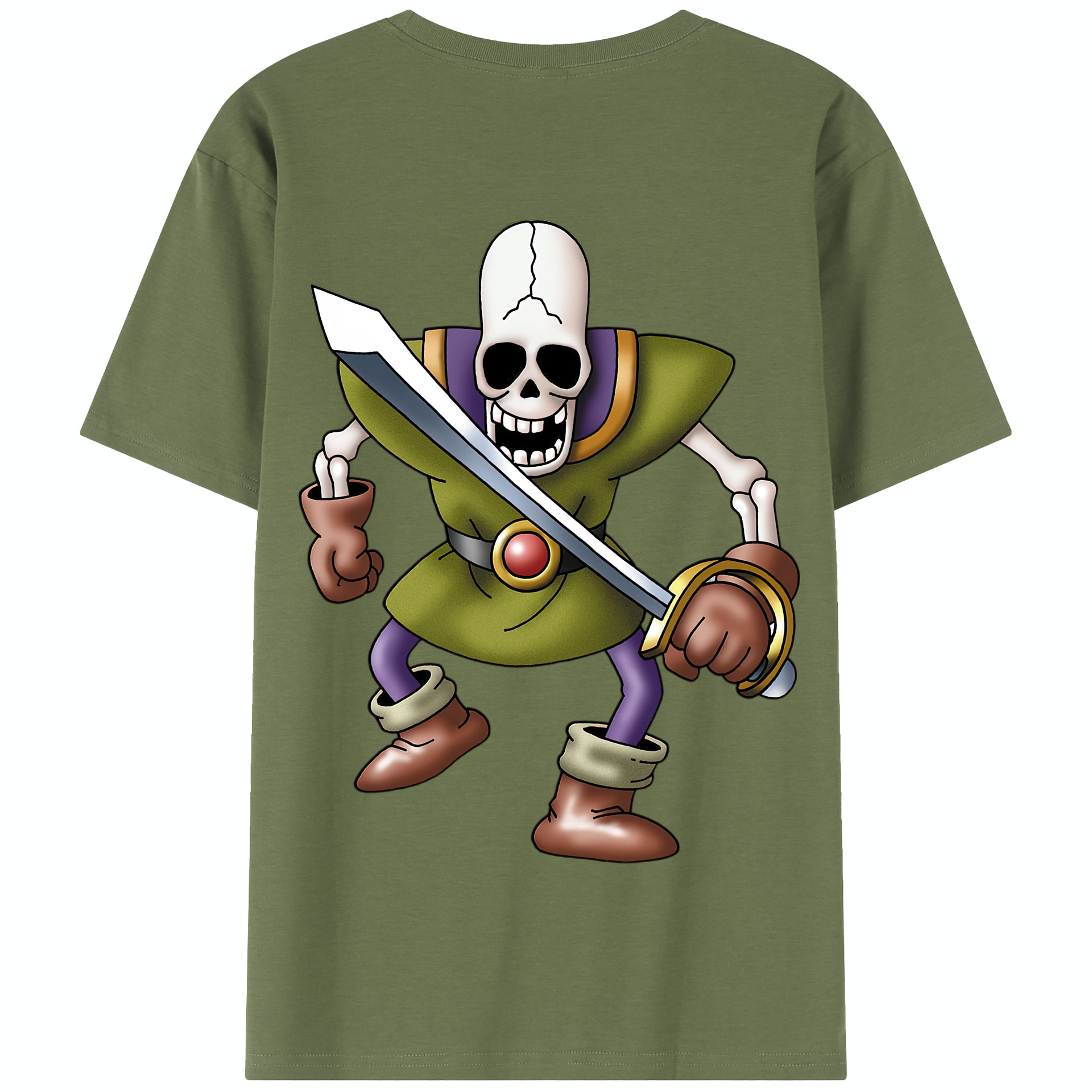 （画像用） ドラゴンクエスト Doragon Kuesuto Dragon Quest 綿100％半袖Tシャツ（背面プリント）